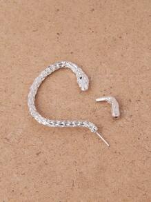 1pc Snake Decor Ear Wrap - Silver - View 3