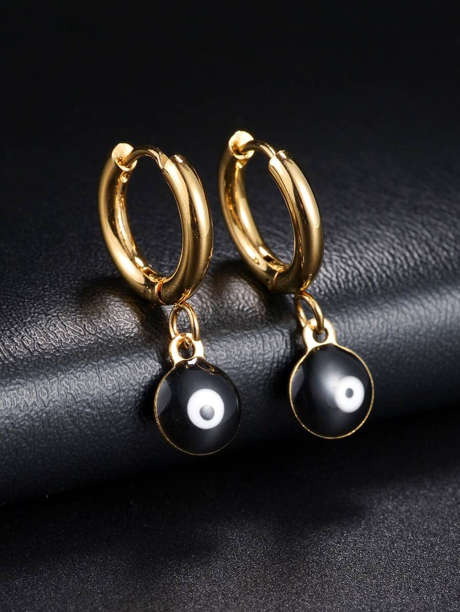 Men Eye Drop Earrings - Multicolor - View 1