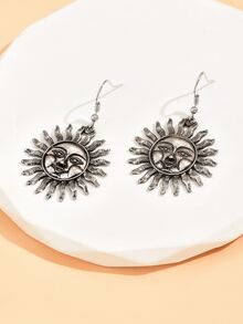 Pendientes largos sol - Plata antigua - Ver 2