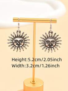 Pendientes largos sol - Plata antigua - Ver 4