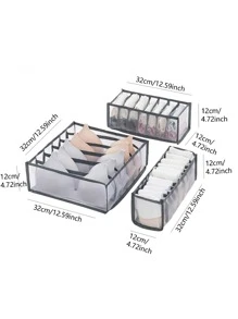 3pcs Random Underwear Compartment Organizer Socks Underwear Storage Box Drawer Storage Organizer Bag - Grey - View 8