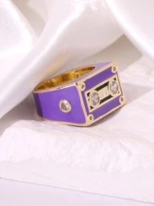 Cubic Zirconia Decor Ring - Purple - View 2