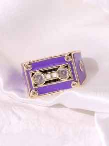 Cubic Zirconia Decor Ring - Purple - View 3