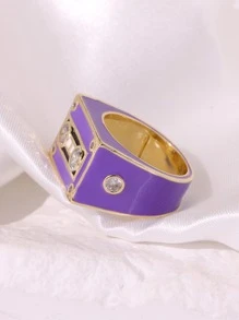 Cubic Zirconia Decor Ring - Purple - View 4