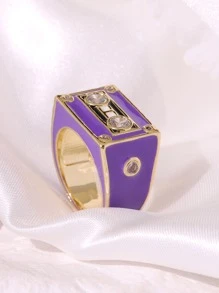 Cubic Zirconia Decor Ring - Purple - View 5