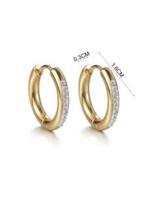 2入組男士金色不鏽鋼耳夾 - 金黃色 - 查看 3