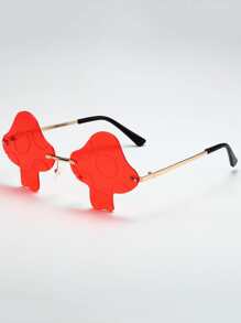 Hombres Gafas de moda sin marco con diseño de seta - Rojo - Ver 1