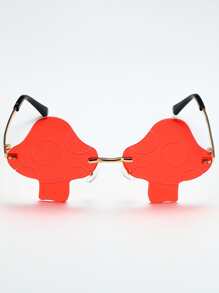 Hombres Gafas de moda sin marco con diseño de seta - Rojo - Ver 2