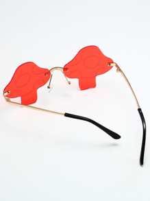 Hombres Gafas de moda sin marco con diseño de seta - Rojo - Ver 3