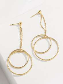 Round Drop Earrings - Yellow Gold - View 4
