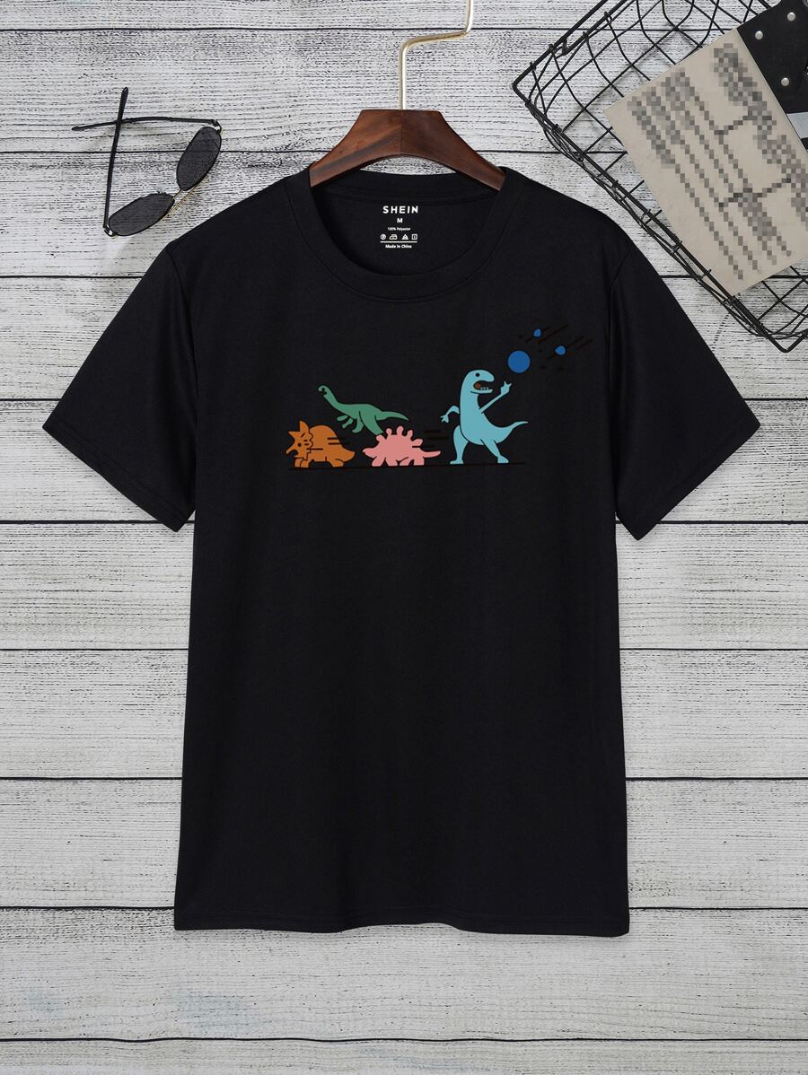 Áo thun & Áo lót Nam Hoạt hình Khủng long Giải trí - màu đen - Xem 1