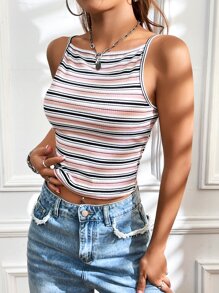 Muchica Áo hai dây Gân đan Sọc Giải trí - Nhiều màu - Xem 3