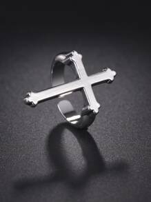1枚男士时尚个性化十字戒指 - 復古銀色 - 查看 2