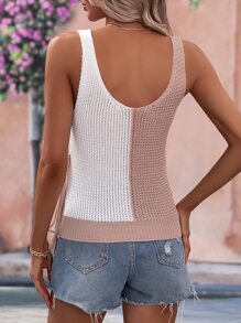 SHEIN LUNE Two Tone  Knot Side Knit Top