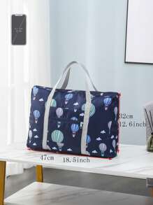 1 件卡通图案旅行收纳袋，便携式大号可爱服装打包袋，适合旅行，波西米亚风