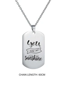 Men Slogan Graphic Geometric Charm Necklace - Silver - View 3
