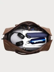 Men Minimalist Duffel Bag - Coffee Brown - View 4