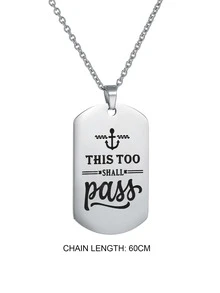 Men Slogan Graphic Geometric Charm Necklace - Silver - View 3