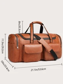 Men Minimalist Duffel Bag - Coffee Brown - View 4
