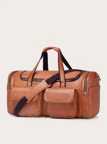 Men Minimalist Duffel Bag - Coffee Brown - View 5