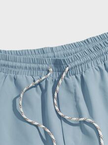 Manfinity VCAY 宽松男士椰子树印花抽绳腰短裤 - 霧霾藍 - 查看 3