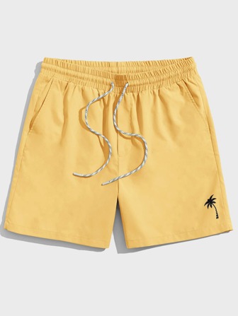 Lose sitzende Herren Shorts mit Kokosbaum-Muster und Kordelzug Taille