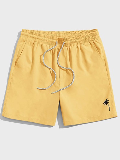 Lose sitzende Herren Shorts mit Kokosbaum-Muster und Kordelzug Taille