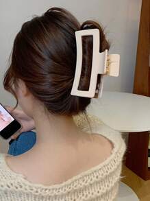 Rectangle Simple Casual Business Hair Claw,Hair Accessories,Claw Clips,Hair Jaw Clip,Hair Clutch, School Stuff, College Fall Winter Hair Clip For Vacation Outfits Woman - Beige - View 2