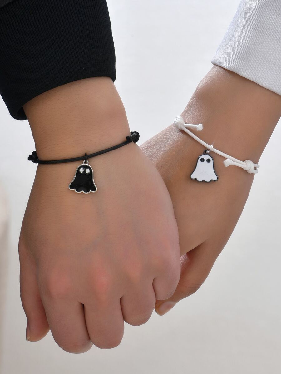 2入組幽靈吊飾手環 - 黑與白 - 查看 1