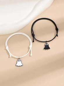 2入組幽靈吊飾手環 - 黑與白 - 查看 3