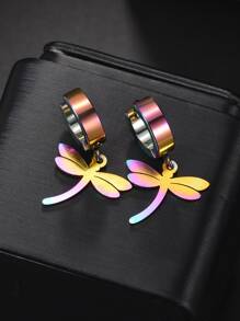 Men Dragonfly Drop Earrings - Multicolor - View 1