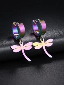 Men Dragonfly Drop Earrings - Multicolor - View 2