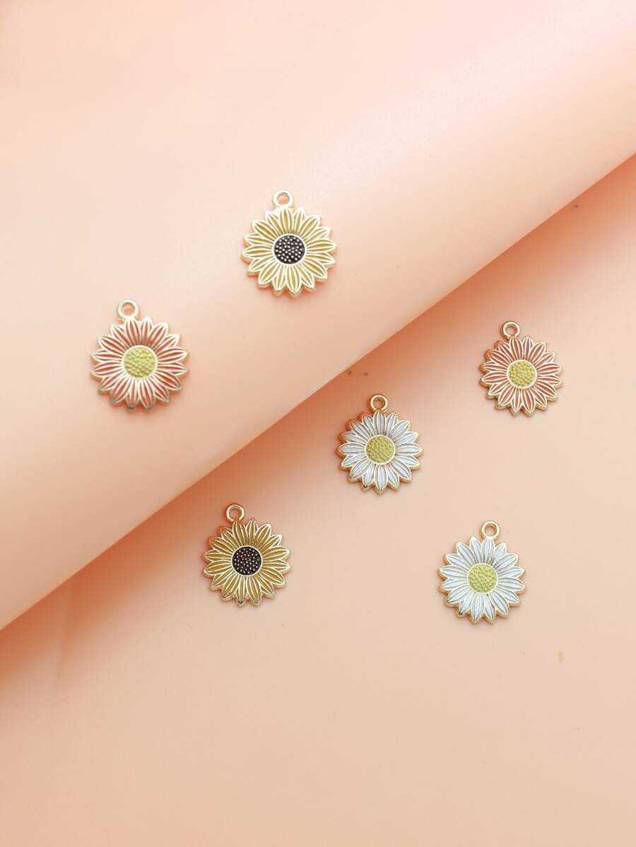 6pcs Random Flower DIY Pendant - Multicolor - View 1