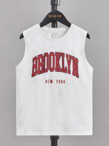 SHEIN Boys Letter Graphic Tank Top - White - View 1