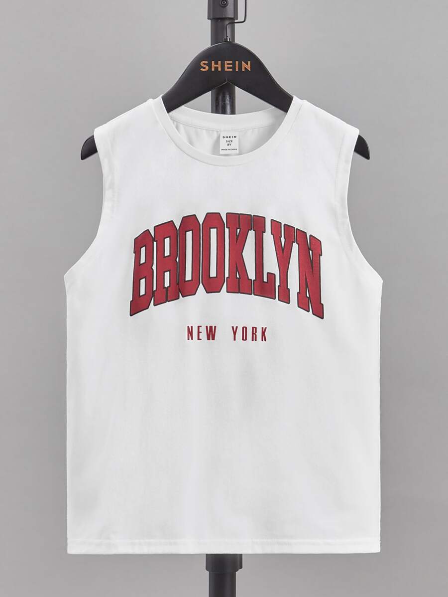 SHEIN Boys Letter Graphic Tank Top - White - View 1