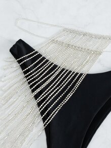 2 piezas Bottom de bikini ribete con fleco - Negro - Ver 4