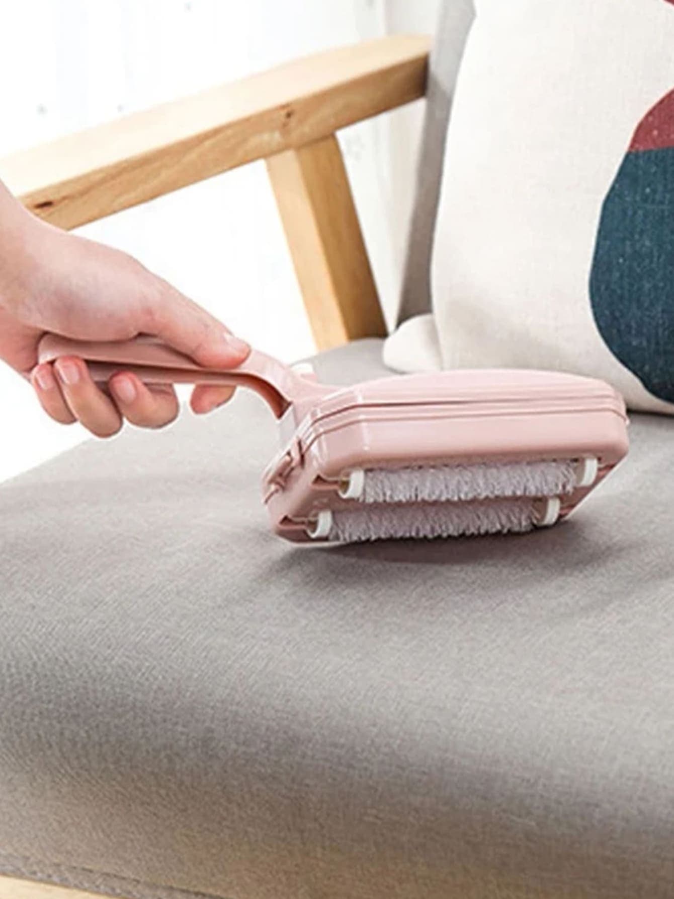 1入組塑膠帶手柄吸塵滾筒隨機色防滑多功能刷適用於沙發床單枕頭地毯 - 彩色 - 查看 5