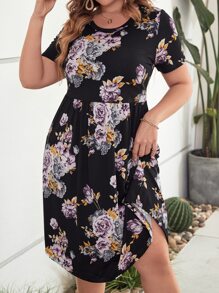 SHEIN LUNE Plus Floral Print Dress - Multicolor - View 7