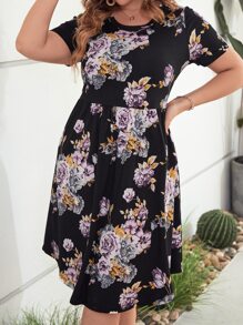 SHEIN LUNE Plus Floral Print Dress - Multicolor - View 3