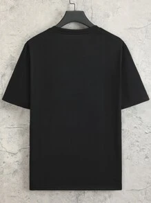 Manfinity 男士卡通和字母圖案T恤 - 黑色 - 查看 2