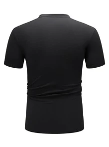 Manfinity Homme Men Lace Up Front Tee - Black - View 2