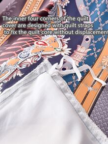 Graphic Print Duvet Cover Set Without Filler - Multicolor - View 5