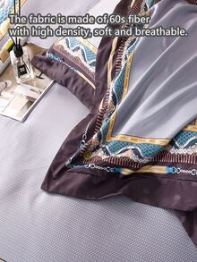 Graphic Print Duvet Cover Set Without Filler - Multicolor - View 7