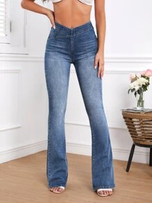 SHEIN Tall Jeans de pierna amplia de cintura elástica