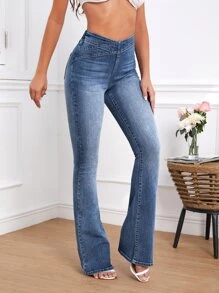 SHEIN Tall Jeans de pierna amplia de cintura elástica