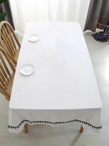 1 pieza Mantel con diseño de pompón - Blanco - Ver 1