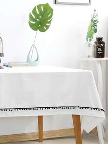 1 pieza Mantel con diseño de pompón - Blanco - Ver 4