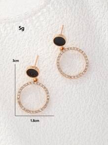 Rhinestone Decor Circle Drop Earrings - Multicolor - View 3