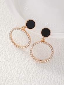 Rhinestone Decor Circle Drop Earrings - Multicolor - View 4