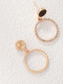 Rhinestone Decor Circle Drop Earrings - Multicolor - View 5